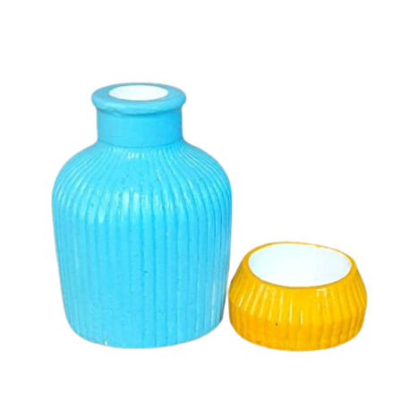 Uretti - Pınar 2572 1733 El Yapımı Vazo ve Tealight Mumluk 2'li Dekoratif Set