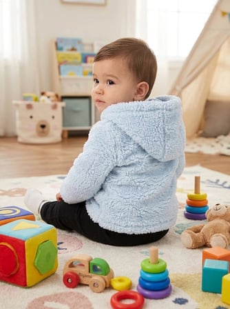 Biçomi Hassas Ciltler İçin Tahriş Etmeyen, Antialerjik Kapüşonlu Kuzu Kumaş Bebek Takımı