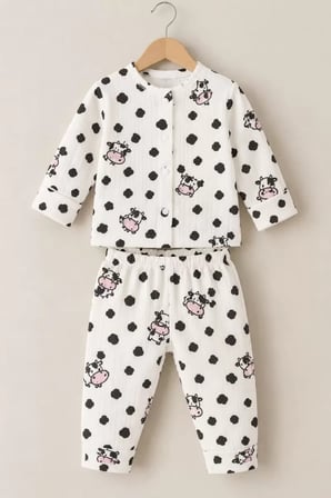 Hassas Ciltlere Özel, Nikelsiz Çıtçıt Korumalı %100 Pamuklu Nefes Alan Bebek Pijama Takımı (3-12 Ay)