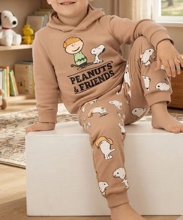 Bicomi 2-5 Yaş Çocuklar İçin Gün Boyu Hareket Özgürlüğü Sunan, Kapüşonlu Yumuşak Dokulu 2'li Oyun ve Konfor Takımı