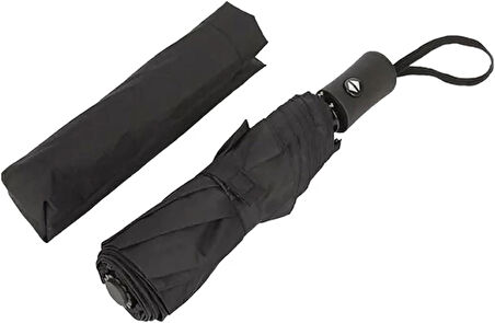 Microcase Unisex Tam Otomatik İçi Yaylı 8 Telli Rüzgar Korumalı Rüzgarda Kırılmayan Su Geçirmez Dayanıklı Şemsiye SİYAH AL4662