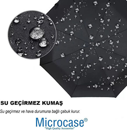 Microcase Unisex Tam Otomatik İçi Yaylı 8 Telli Rüzgar Korumalı Rüzgarda Kırılmayan Su Geçirmez Dayanıklı Şemsiye SİYAH AL4662