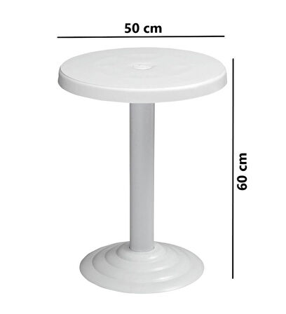 Omnipazar MT-GF401A Beyaz Medio Bahçe Balkon Sehpa Ø50 Cm