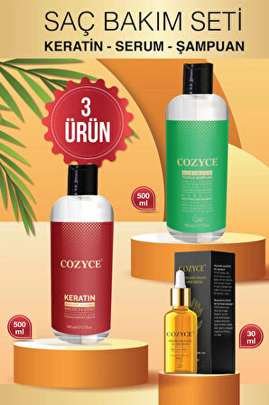 Cozyce Brezilya Fönü Keratin 500ml Argan Saç Serumu30ml Sarımsak Şampuan 500 ml