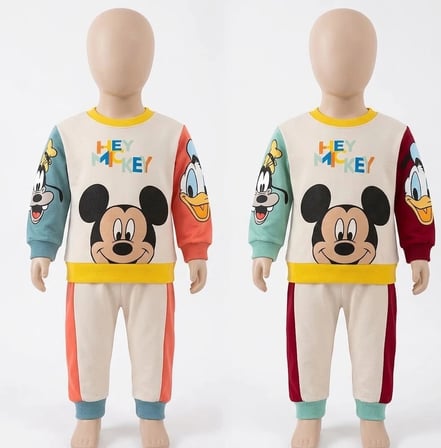 Mickey Desenli Terletmeyen Pamuklu Bebek Sweat TakımI - Biçomi