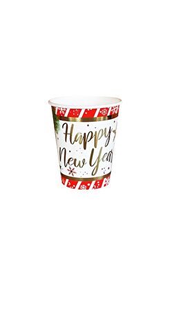 YILBAŞI BARDAK VARAK BASKILI HAPPY NEW YEAR 6'LI 220/240 CC