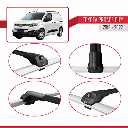 Toyota Proace City 2019-2022 Arası ile Uyumlu ACE-1 Ara Atkı Tavan Barı Siyah 2 Adet