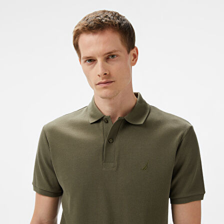 Nautica Erkek Yeşil Slim Fit Polo Yaka T-Shirt