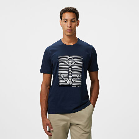 Nautica Erkek Lacivert Regular Fit Baskılı T-Shirt
