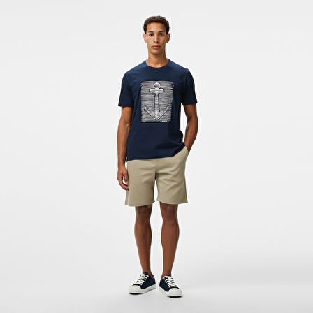 Nautica Erkek Lacivert Regular Fit Baskılı T-Shirt
