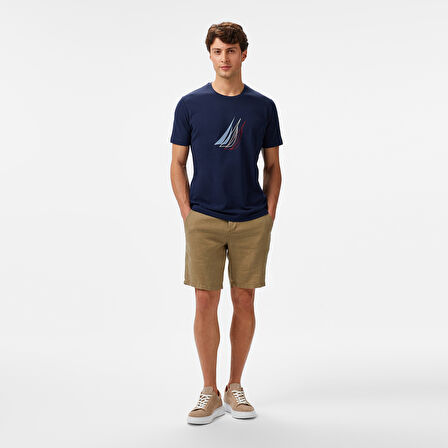 Nautica Erkek Lacivert Regular Fit Baskılı T-Shirt