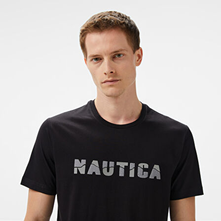 Nautica Erkek Siyah Regular Fit Baskılı T-Shirt