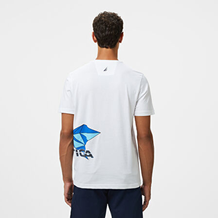 Nautica Erkek Beyaz Regular Fit Baskılı T-Shirt