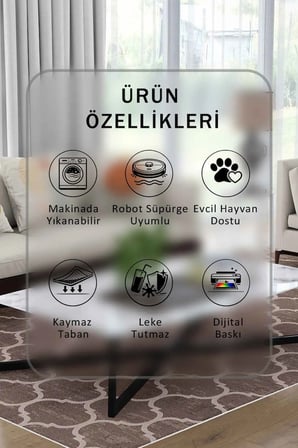 Yıkanabilir Kaymaz Taban Dijital Baskılı Halı ve Yolluk – Leke Tutmaz Salon & Mutfak Halısı