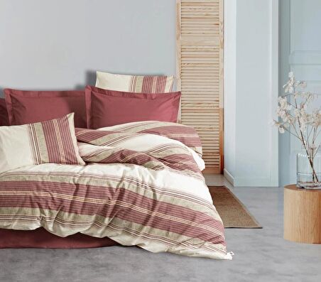 Cotton Box Line Nevresim Takımı Çift Kişilik Kenway Bordo