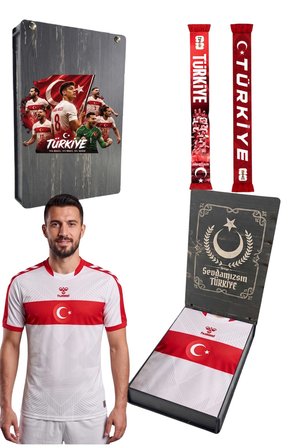 TÜRKİYE ORİJİNAL LİSANSLI HUMMEL BEYAZ TÜRKİYE FORMASI UV KUTU ve ATKI HEDİYELİ