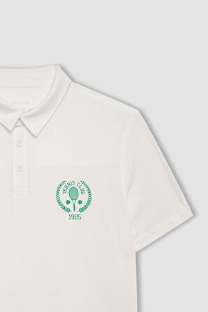 DeFactoFit Standart Fit Baskılı Sporcu Ağır Kumaş Kısa Kollu Polo Tişört C0416AX24SMWT80