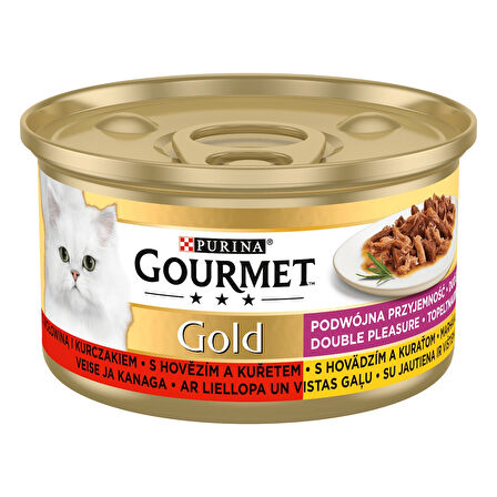 Purina Gourmet Gold Sığır Etli ve Tavuklu Yaş Kedi Maması 12 x 85 Gr