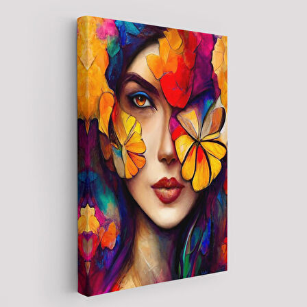 Çiçek ve Kadın Temalı Dekoratif Duvar Tablosu-6192