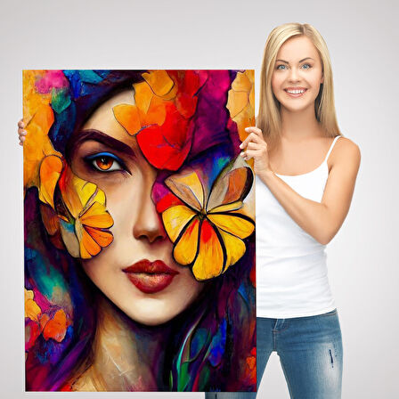 Çiçek ve Kadın Temalı Dekoratif Duvar Tablosu-6192