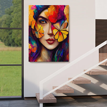 Çiçek ve Kadın Temalı Dekoratif Duvar Tablosu-6192