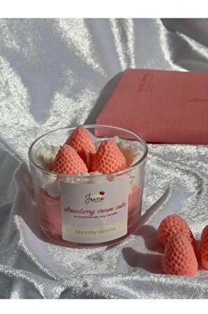 Strawberry Kırmızı Vanilya Kokulu Hediyelik Aromaterapi Mum Sevgiliye Tütsü Arınma Akış