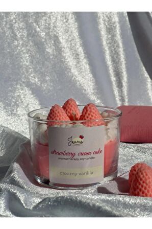 Strawberry Kırmızı Vanilya Kokulu Hediyelik Aromaterapi Mum Sevgiliye Tütsü Arınma Akış