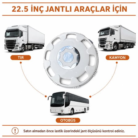22.5 İnç Lüx Plastik Düz Jant Kapağı Tır Kamyon Otobüs İçin 1 Adet