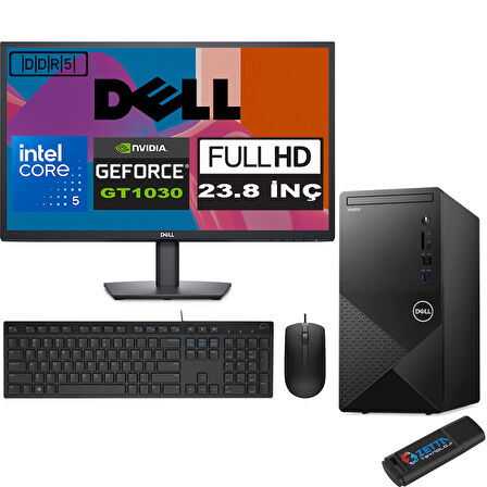 Dell Vostro 3030 mt Intel Core I5 12400 16GB Ddr5 512GB SSD 23.8" Fhd Windows 11 Home Nvidia GT1030-4GB Masaüstü Bilgisayar 23N3030I5GT1030H07 + Zetta USB Bellek