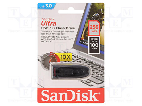 Sandisk SDCZ48-256G-U46 256 GB USB 3.1 Gen1 Ultra Siyah USB Flash Bellek