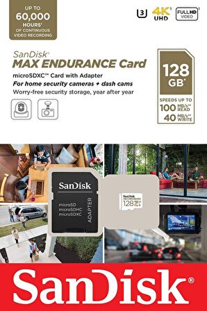 SanDisk Max Endurance 128GB SDSQQVR-128G-GN6IA Micro SDXC 100/40MB/s C10 V30 Hafıza Kartı