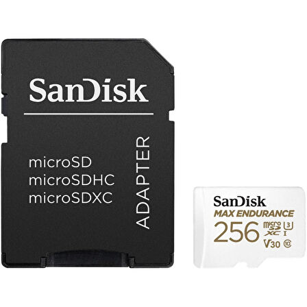 SanDisk Max Endurance 256GB 100/40MB/s microSDXC C10 V30 Adaptörlü Hafıza Kartı SDSQQVR-256G-GN6IA