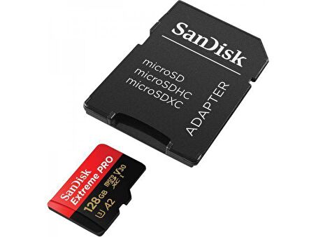 SanDisk Extreme Pro 128GB 200/90MB/s microSDXC UHS-I A2 V30 Adaptörlü Hafıza Kartı SDSQXCD-128G-GN6MA