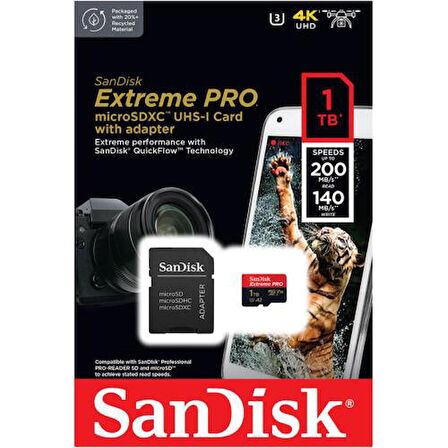 Sandısk Extreme Pro 1TB Micro Sd Hafıza Kartı 200Mb/90Mb SDSQXCD-1T00