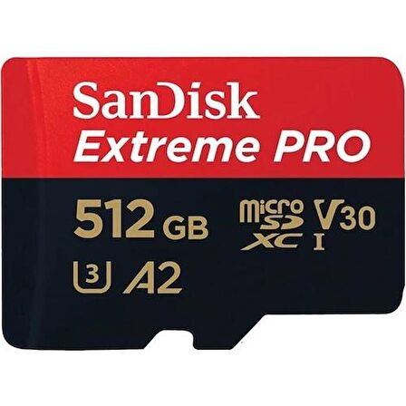 Sandisk Extreme Pro 512GB 200/140MB/S Microsd V30 Hafıza Kartı SDSQXCD-512G