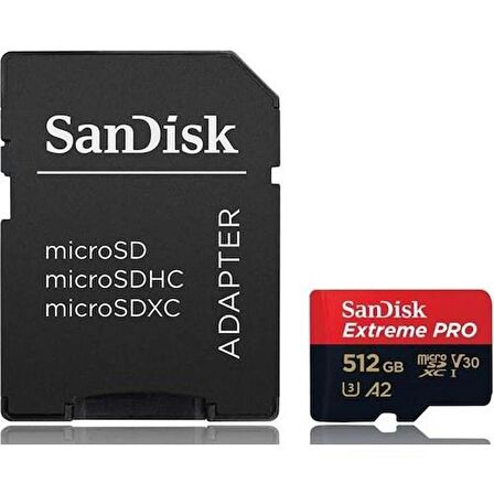 Sandisk Extreme Pro 512GB 200/140MB/S Microsd V30 Hafıza Kartı SDSQXCD-512G