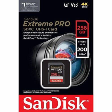 SanDisk 256GB Extreme Pro SDHC/SDXC Hafıza Kartı (200mb)