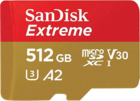 SanDisk Extreme 512GB 190/130MB/s microSDXC A2 V30 Aksiyon Kamera Drone Hafıza Kartı SDSQXAV-512G-GN6MN