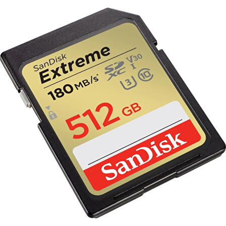 SanDisk Extreme 512GB 180MB/s SD UHS-I 4K UHD Hafıza Kartı SDSDXVV-512G-GNCIN