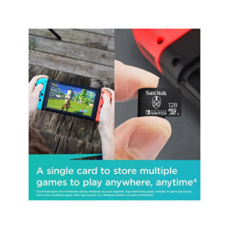 SanDisk Nintendo Switch 128GB 100MB/s microSDXC Fortnite Hafıza Kartı SDSQXAO-128G-GN6ZG