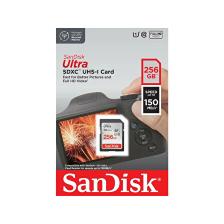 SanDisk Ultra 256GB 150MB/s SDHC/SDXC Class 10 UHS-I Hafıza Kartı SDSDUNC-256G-GN6IN