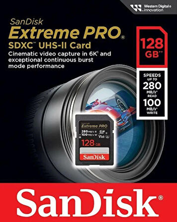 SanDisk Extreme PRO 128GB SDSDXEP-128G-GN4IN 280MB/s UHS-II SDXC 6K-4K UHD Hafıza Kartı