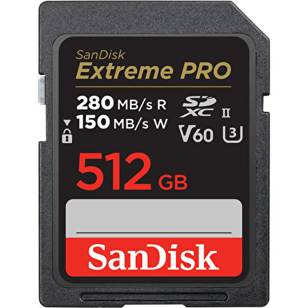 Sandisk 512GB SDXC Extreme Pro 280MB/s UHS-II V60 Kart