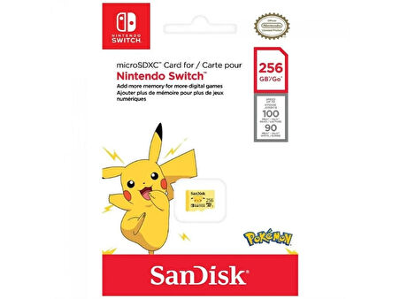 SanDisk Nintendo Switch Pokémon 256GB 100MB/s microSDXC Lisanslı Hafıza Kartı SDSQXAO-256G-GN6ZK