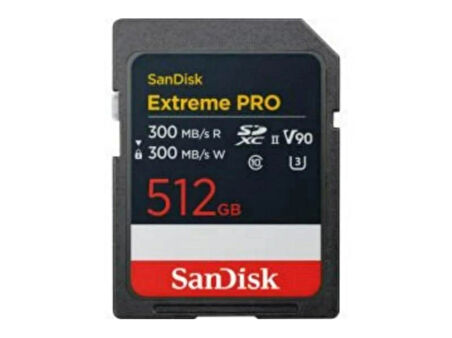 SanDisk Extreme Pro 512GB 300/300MB/s SDXC V90 UHS-II U3 8K/4K UHD Hafıza Kartı SDSDXDM-512G-GN4IN