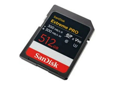 SanDisk Extreme Pro 512GB 300/300MB/s SDXC V90 UHS-II U3 8K/4K UHD Hafıza Kartı SDSDXDM-512G-GN4IN