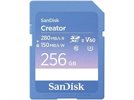 SanDisk Creator 256GB SDSDXEP-256G-GNCIS 280MB/s UHS-II SDXC 6K-4K UHD V60 Hafıza Kartı