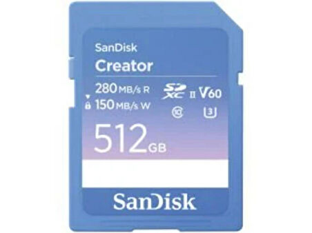 SanDisk Creator 512GB SDSDXEP-512G-GNCIS 280MB/s UHS-II SDXC 6K-4K UHD V60 Hafıza Kartı