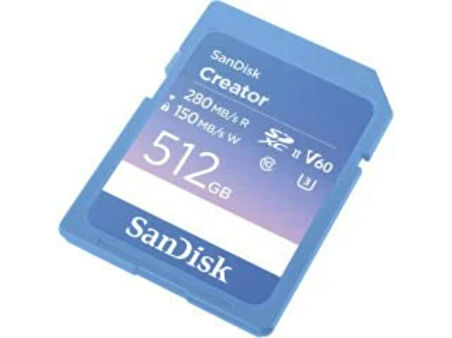 SanDisk Creator 512GB SDSDXEP-512G-GNCIS 280MB/s UHS-II SDXC 6K-4K UHD V60 Hafıza Kartı