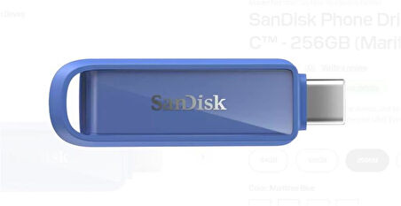 Sandisk SDIXS0N-256G-GN6ND 256GB Phone Drive with USB-C-128GB (Maritime Blue) Flash Bellek